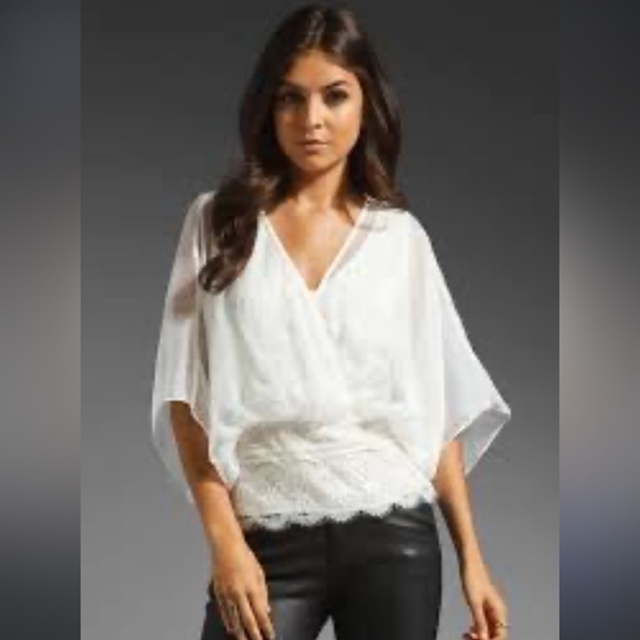 Anthropologie Beyond Vintage Batwing Top with Lace Liner in Ivory Size XS Blouse - Picture 1 of 9